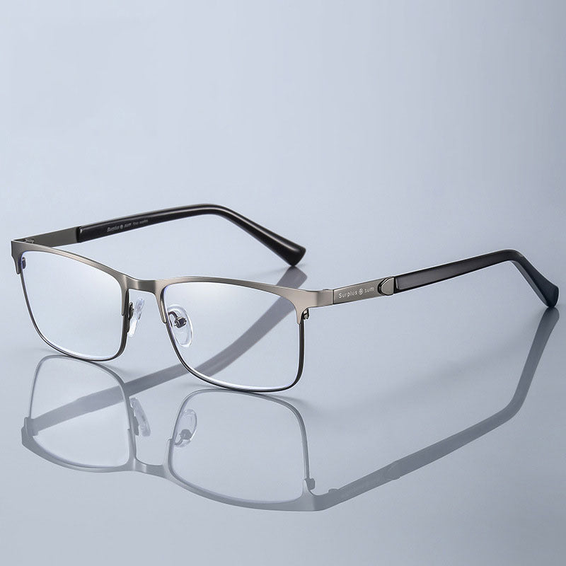 #95367USOPTIGAZE MEN'S HALF-FRAME SQUARE ANTI-BLUE LIGHT BUSINESS READING GLASSES