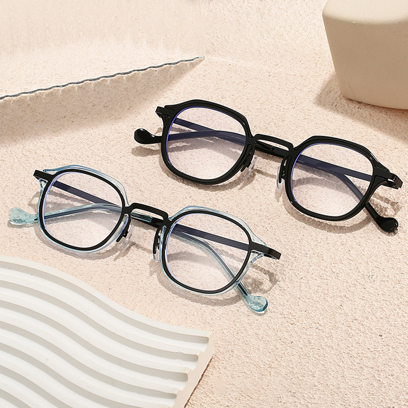 #95401 USOPTIGAZE BUSINESS PERSONALIZED RETRO METAL ROUND ANTI-BLUE LIGHT READING GLASSES