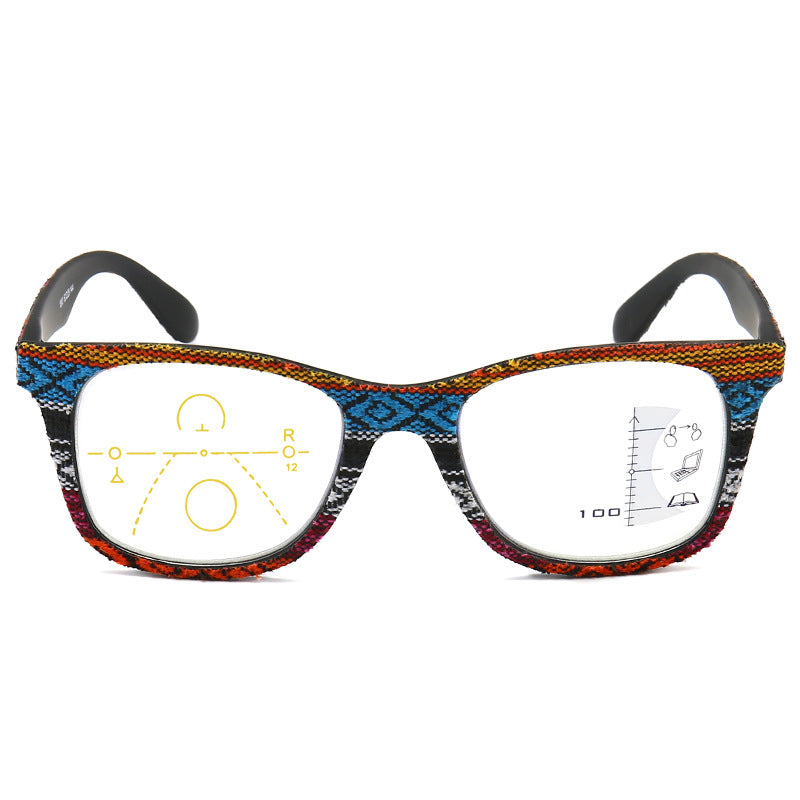 #95333USOPTIGAZE VINTAGE WOODGRAIN PROGRESSIVE MULTIFOCAL LARGE FRAME BUSINESS PRESBYTERIAN GLASSES