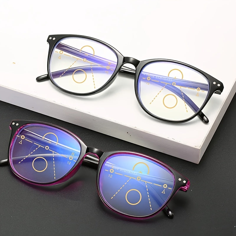 #95390USOPTIGAZE BUSINESS RETRO ROUND ANTI-BLUE LIGHT PROGRESSIVE MULTI-FOCAL READING GLASSES