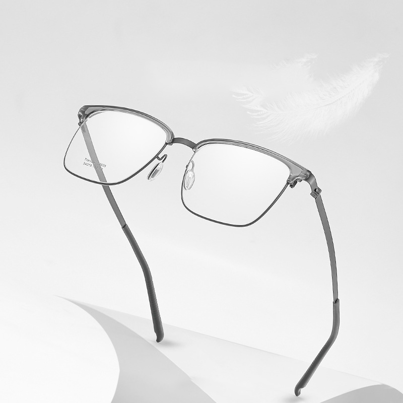 #95379USOPTIGAZE BUSINESS HALF-FRAME PURE TITANIUM LARGE FRAME ANTI-BLUE LIGHT READING GLASSES