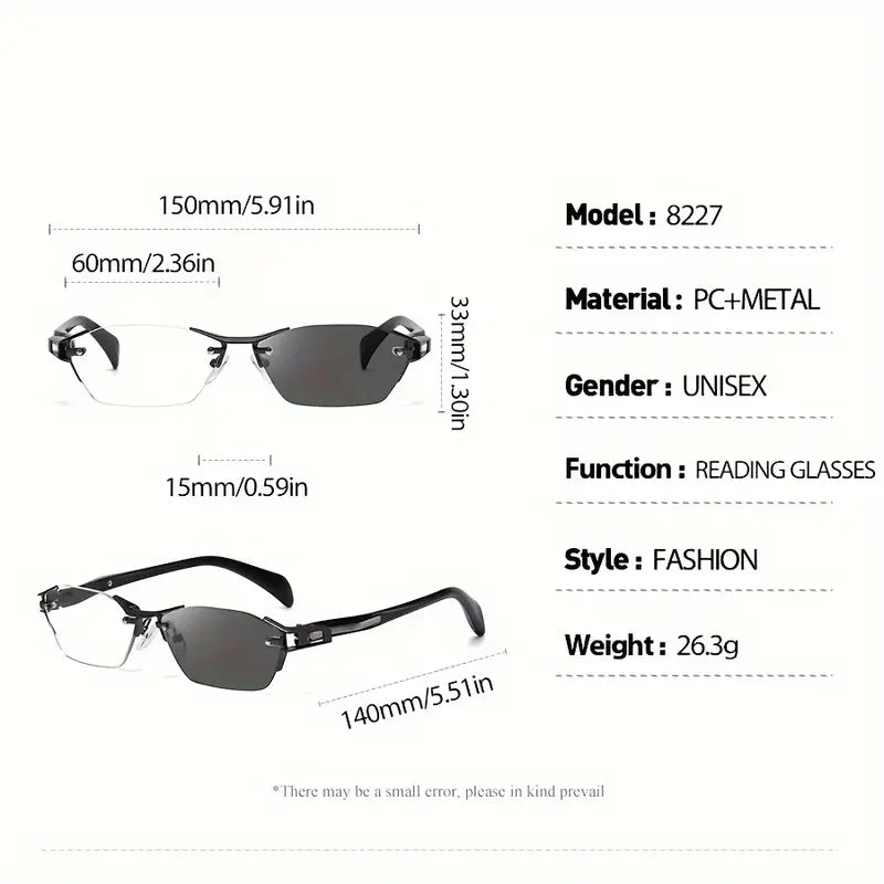 #95381USOPTIGAZE BUSINESS RETRO RAHMENLOSE METALL-LESEBRILLE MIT FARBWECHSEL