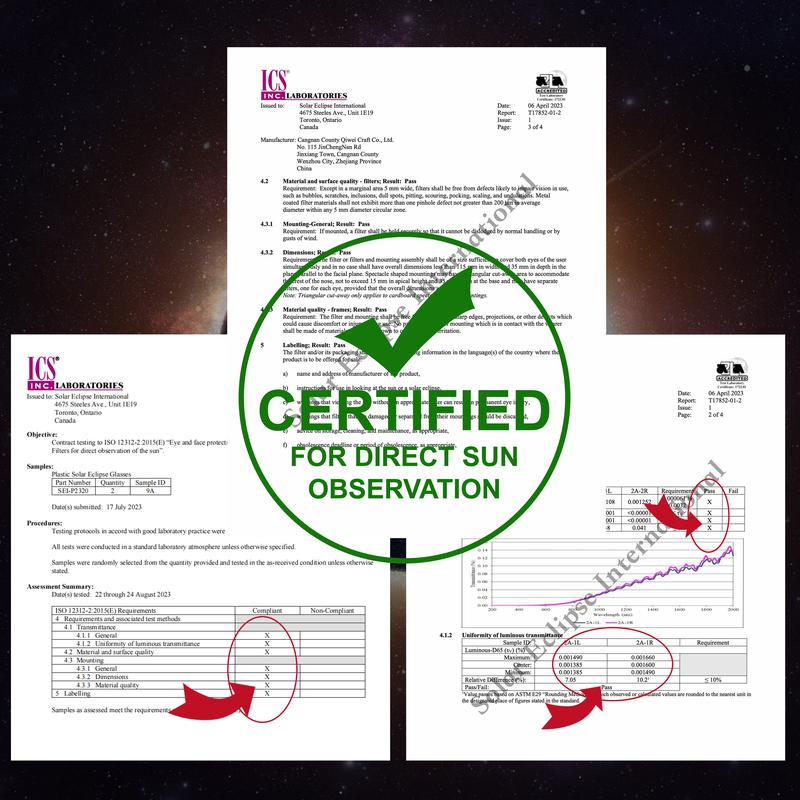 OUTDOOR SOLAR ECLIPSE VIEWING GLASSES