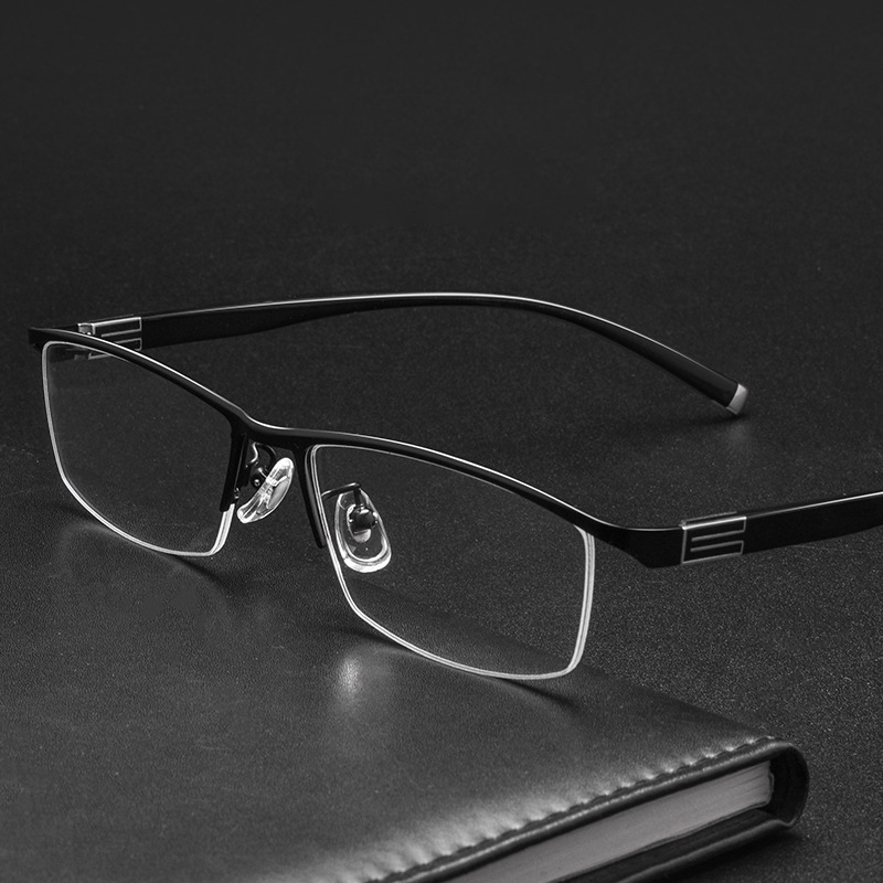 #95374USOPTIGAZE BUSINESS HALF FRAME FASHION STRIPED ULTRA-LIGHT COLOR CHANGING READING GLASSES