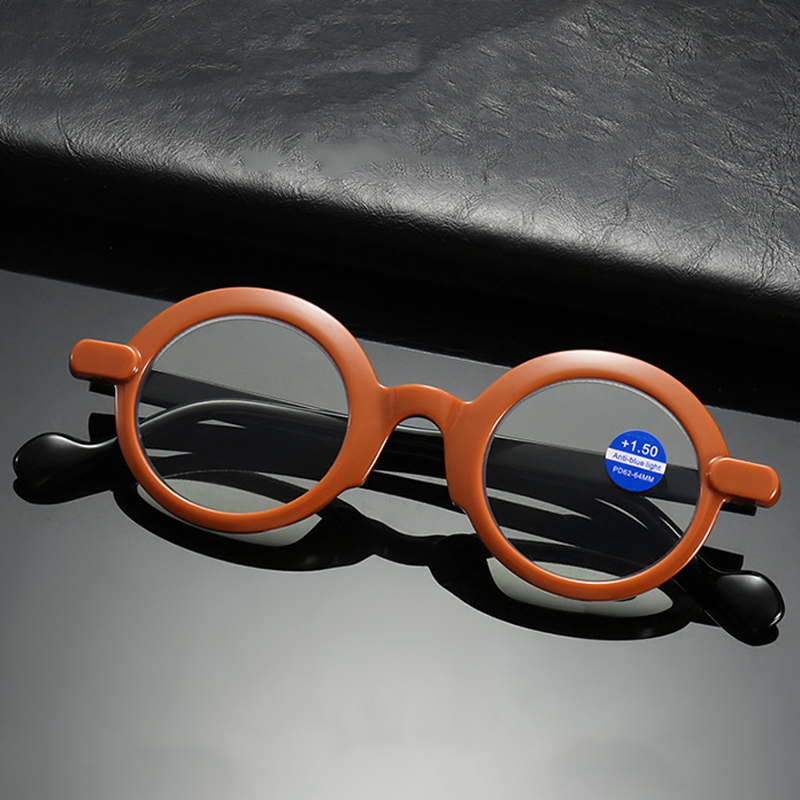 #95392USOPTIGAZE BUSINESS ROUND FRAME FASHION RETRO PROGRESSIVE ANTI-BLUE LIGHT READING GLASSES