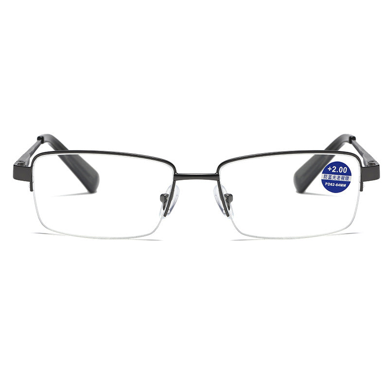 #95334USOPTIGAZE ULTRALIGHT SPRING HALF-FRAME FASHIONABLE ANTI-BLUE LIGHT BUSINESS READING GLASSES