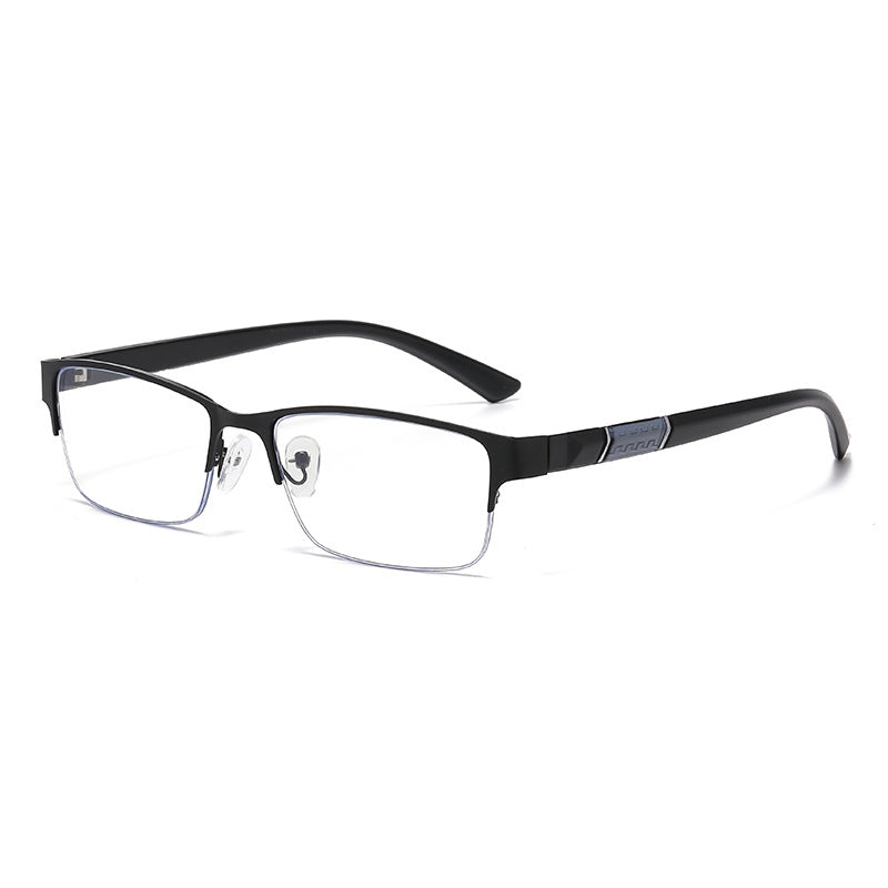 #95388USOPTIGAZE BUSINESS HALF-FRAME BRUSHED TITANIUM PHOTOCHROMIC READING GLASSES