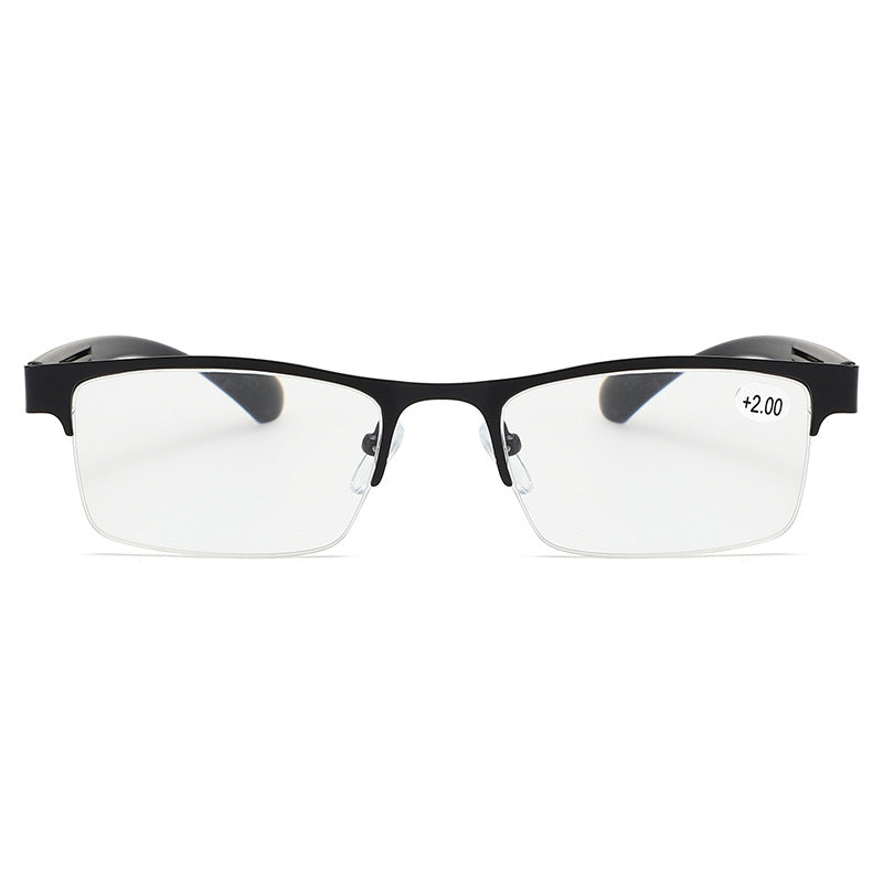 #95331USOPTIGAZE FASHION HALF FRAME METAL FRAME PRESBYOPIA BUSINESS GLASSES