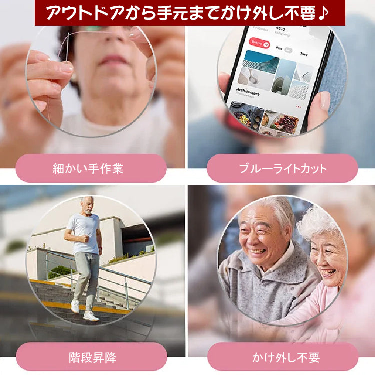 Eterlens ブルーライトカットレンズ搭載 フレームレスシニアグラス