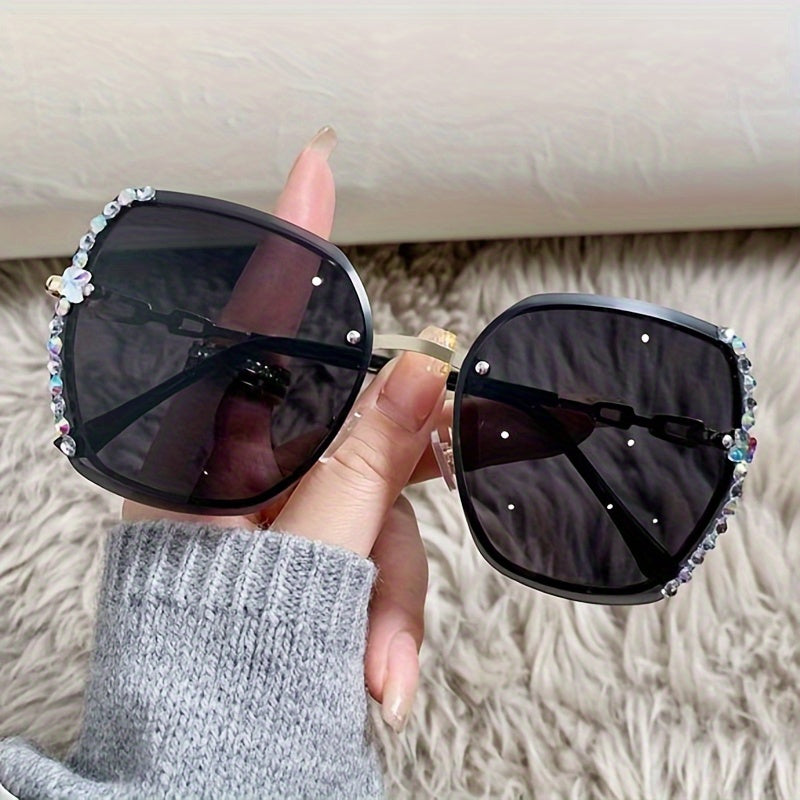 GAFAS DE SOL DE MODA SIN MONTURA CON DECORACIÓN DE DIAMANTES DE IMITACIÓN