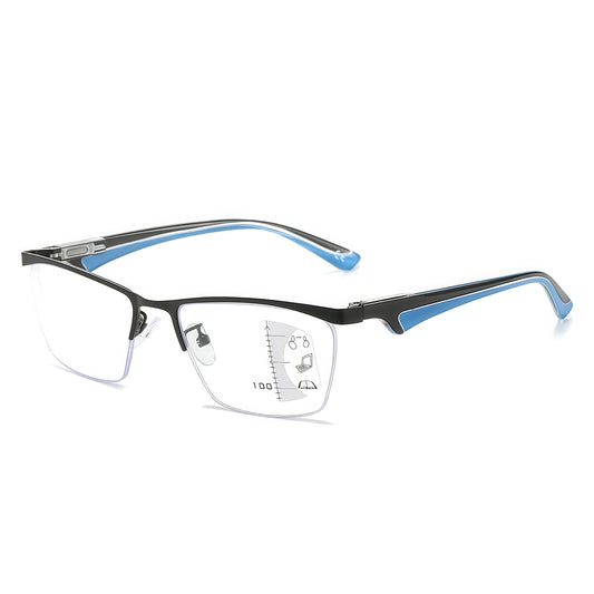 USOPTIGAZE BUSINESS METALL HALBRAHMEN ULTRALEICHTE MULTIFOKALE ANTI-BLAULICHT-LESEBRILLE 