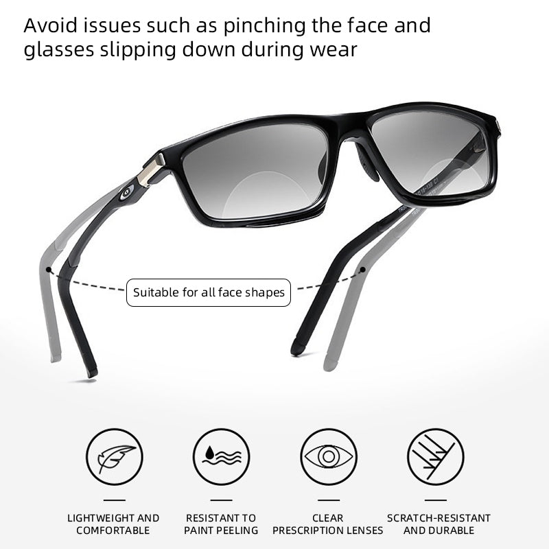 #95451 USOPTIGAZE SPORTS BIFOCAL COLOR-CHANGING ALUMINUM-MAGNESIUM READING GLASSES