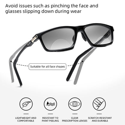 #95451 USOPTIGAZE SPORTS BIFOCAL COLOR-CHANGING ALUMINUM-MAGNESIUM READING GLASSES