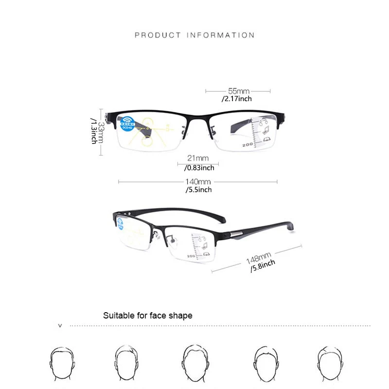 #95313 USOPTIGAZE FASHION TITANIUM ULTRA-LIGHT SHOCKPROOF IMPACT-RESISTANT READING GLASSES